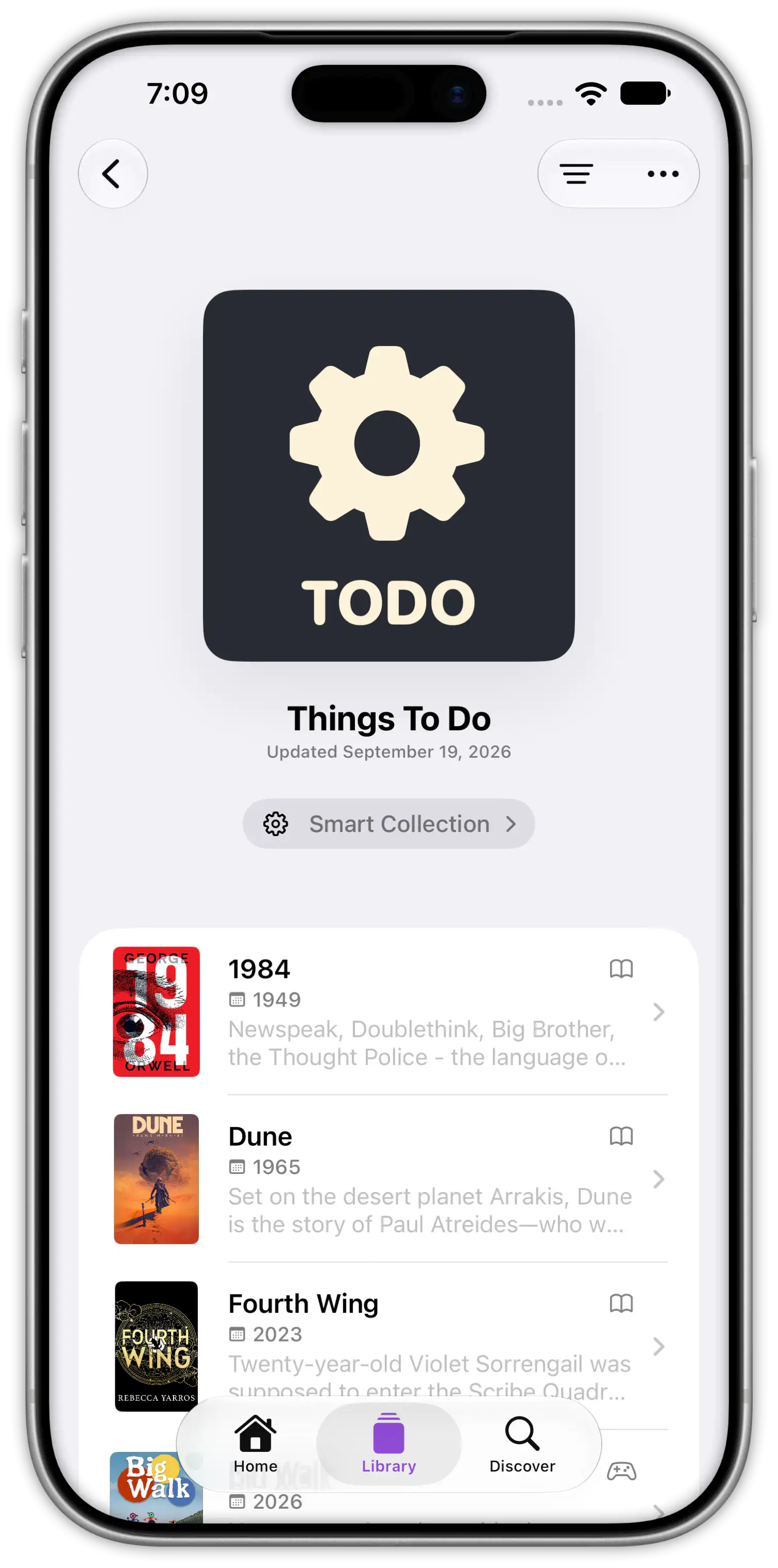 A smart collection called Things To Do