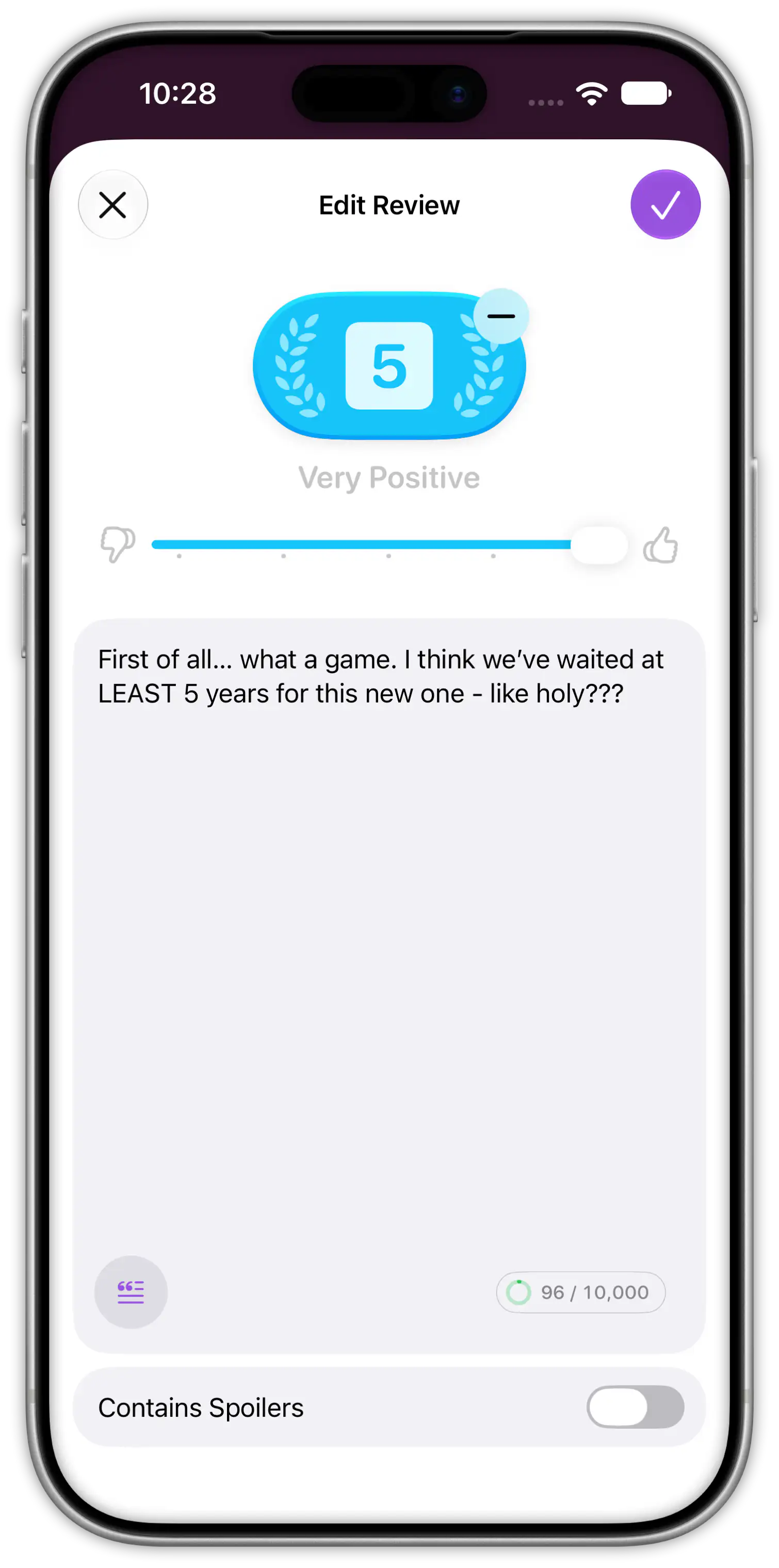 Writing a review in Radar