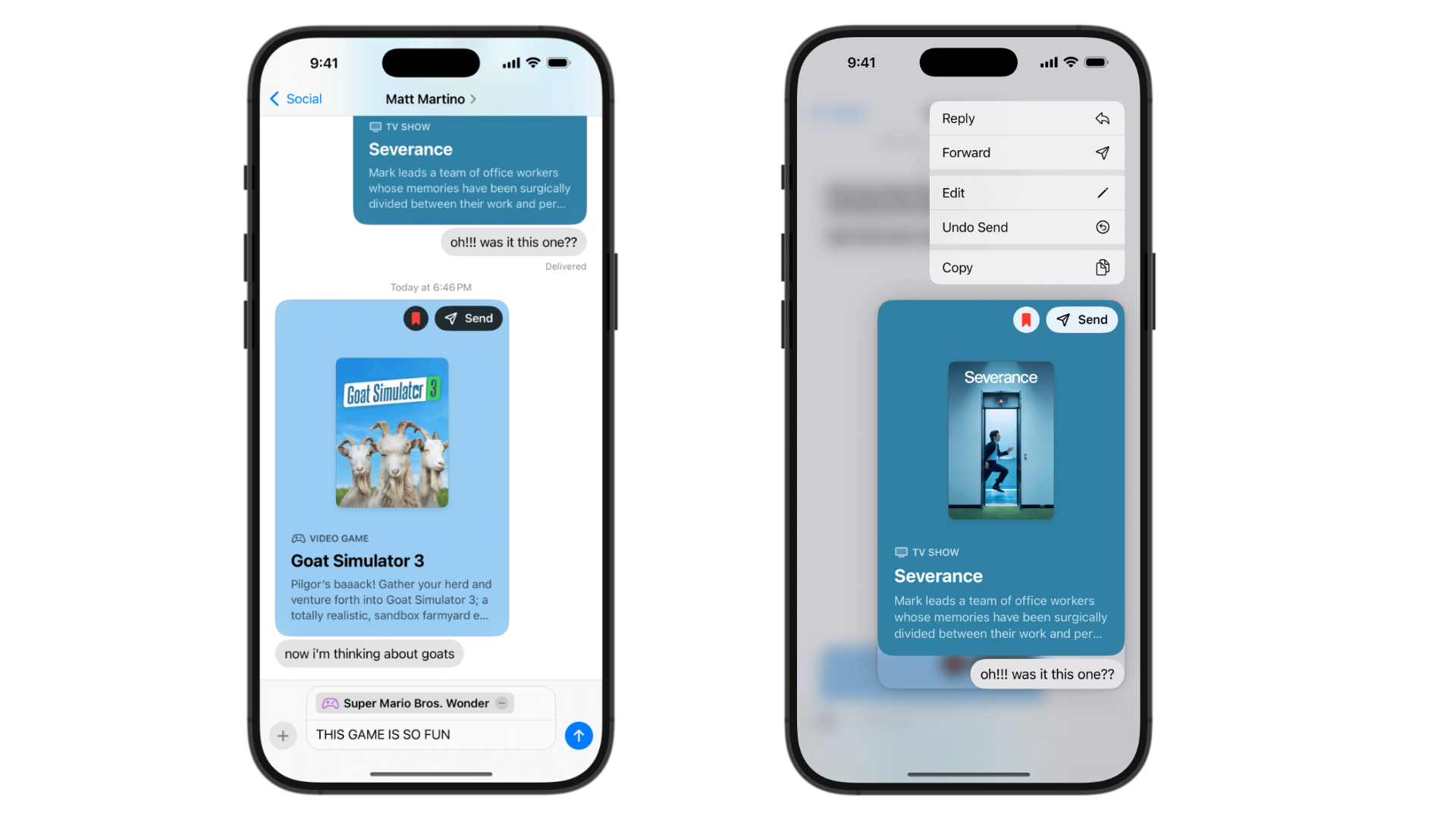 Two images of screenshots showcasing Radar's Chat Feature